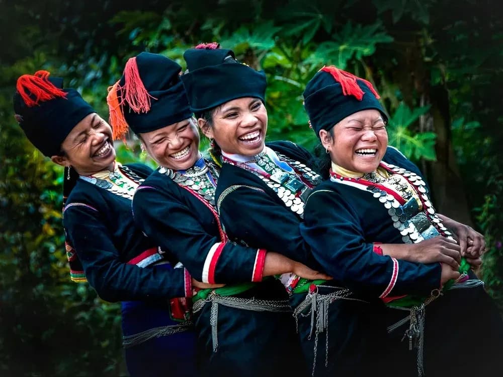 The vibrant traditional attire of the Khmu ethnic group showcases Vietnam's cultural diversity.