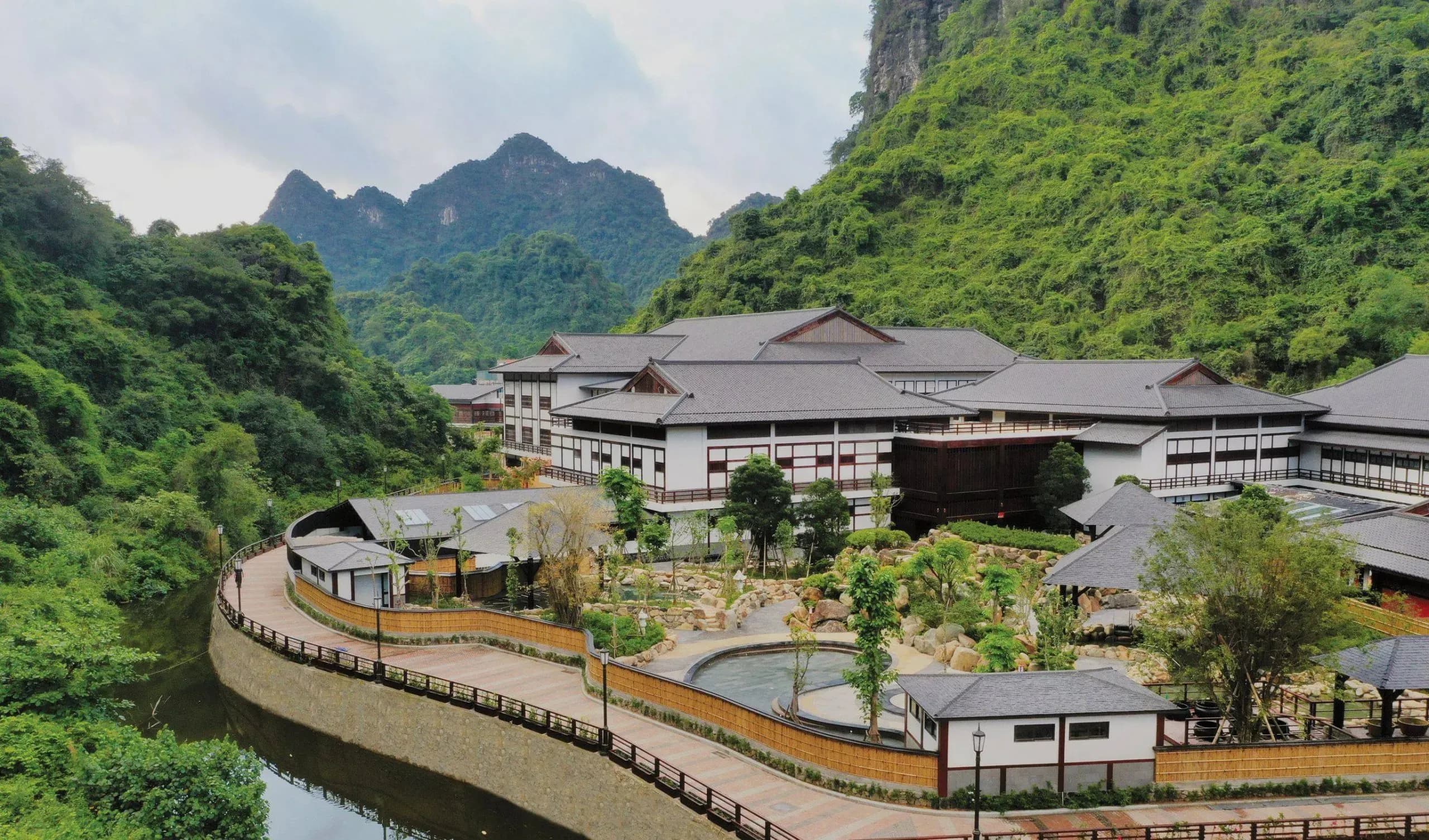 Yoko Onsen resort surrounded by Cẩm Phả mountains, Quảng Ninh.